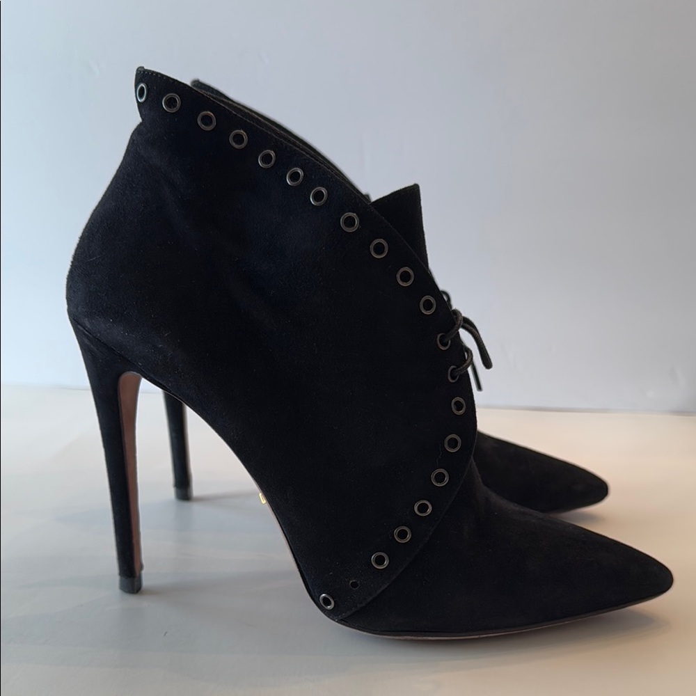 Prada Black Suede Stiletto Ankle Boots - Picture 4 of 9